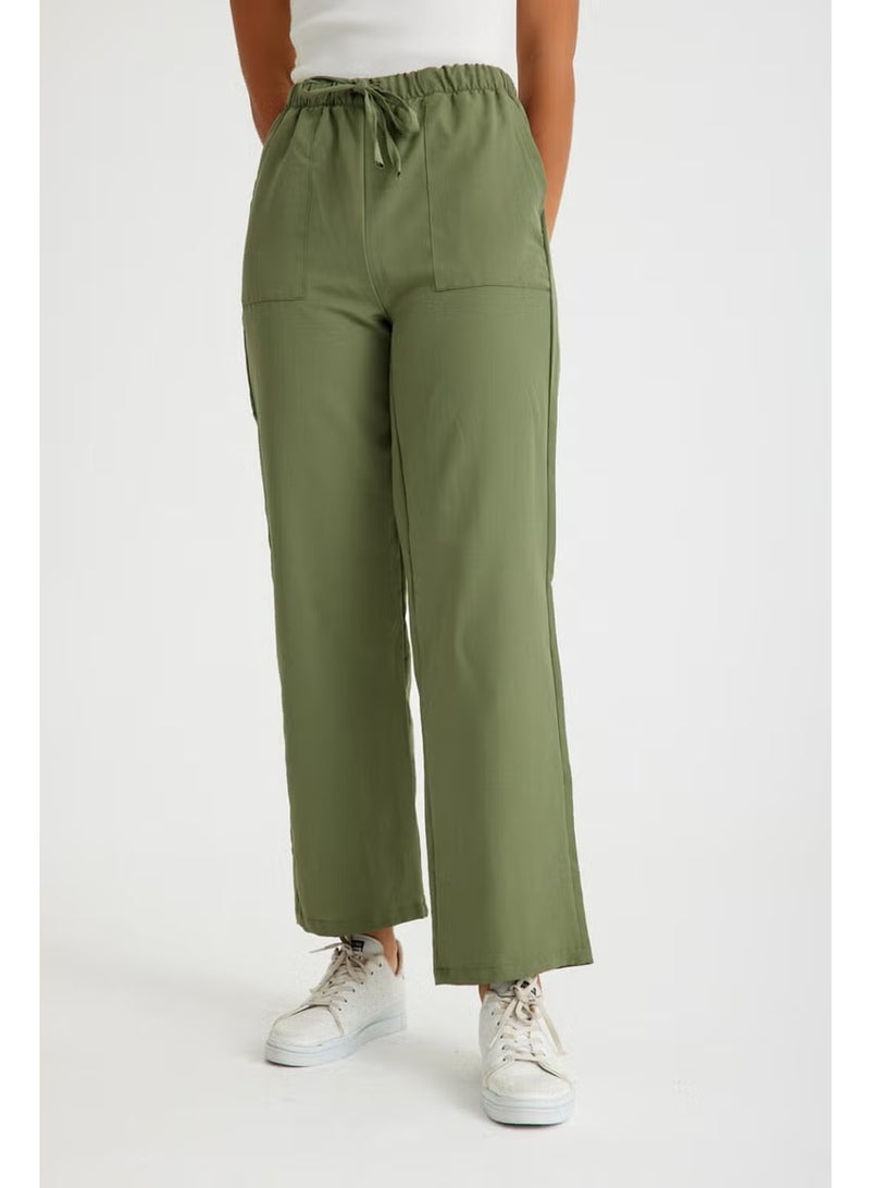 Barbora Linen Casual Trousers with Waist Tie LN14HAKI9 - Image 5